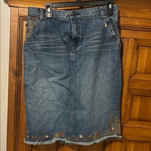 Vintage GAP Blue and Orange Knee-Length Pencil Skirt